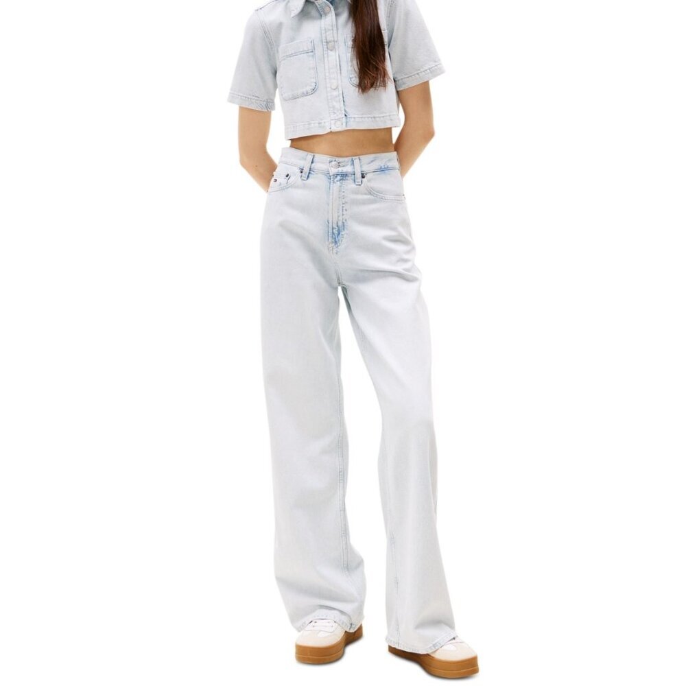 NWT Tommy Jeans Women's Claire High-Rise Wide-Leg Jeans - Ultra Light - Picture 7 of 7
